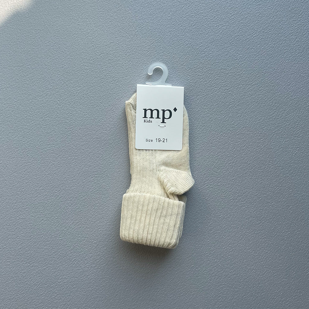 Cotton Rib Baby Socks - Crème Melange