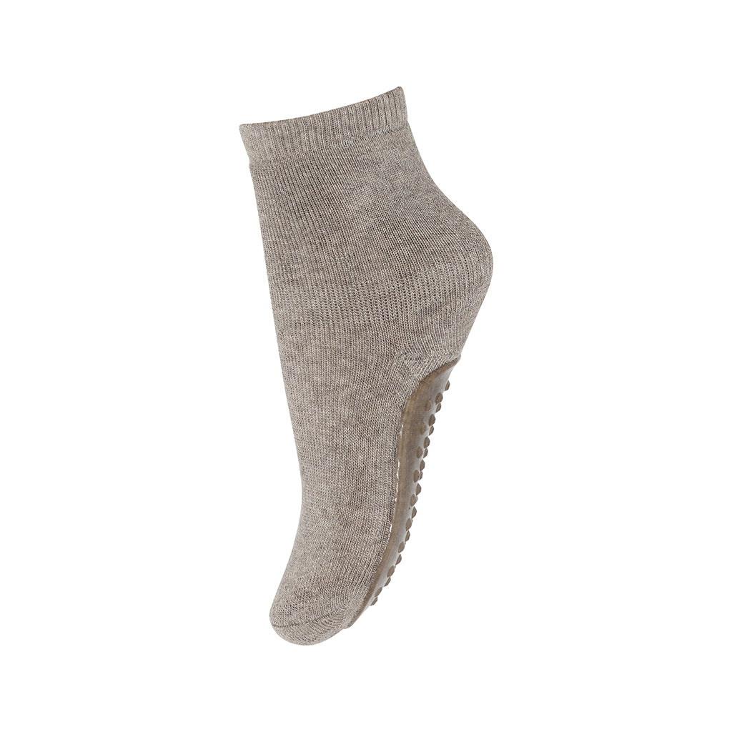 Wool Anti Slip Socks - Light Brown Melange