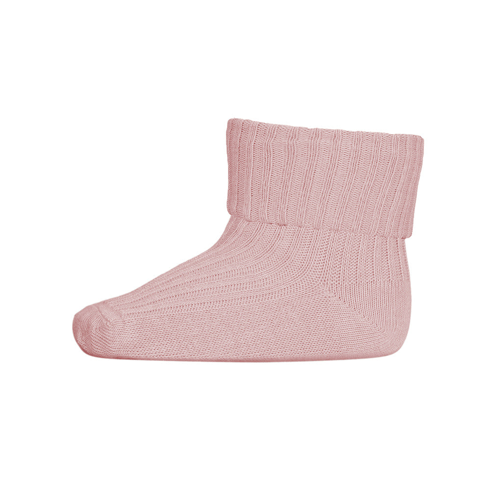 Cotton Rib Baby Socks - Silver Pink