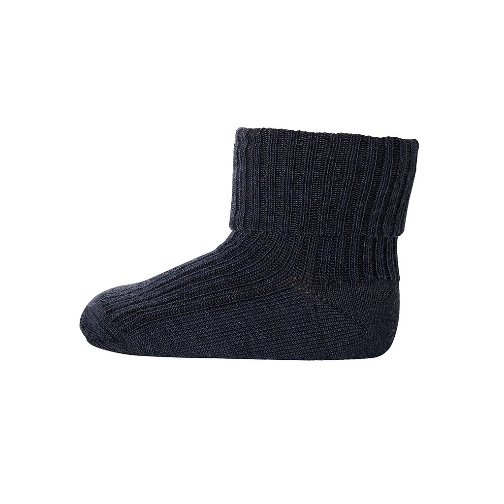 Wool Rib Baby Socks - Dark Denim Melange