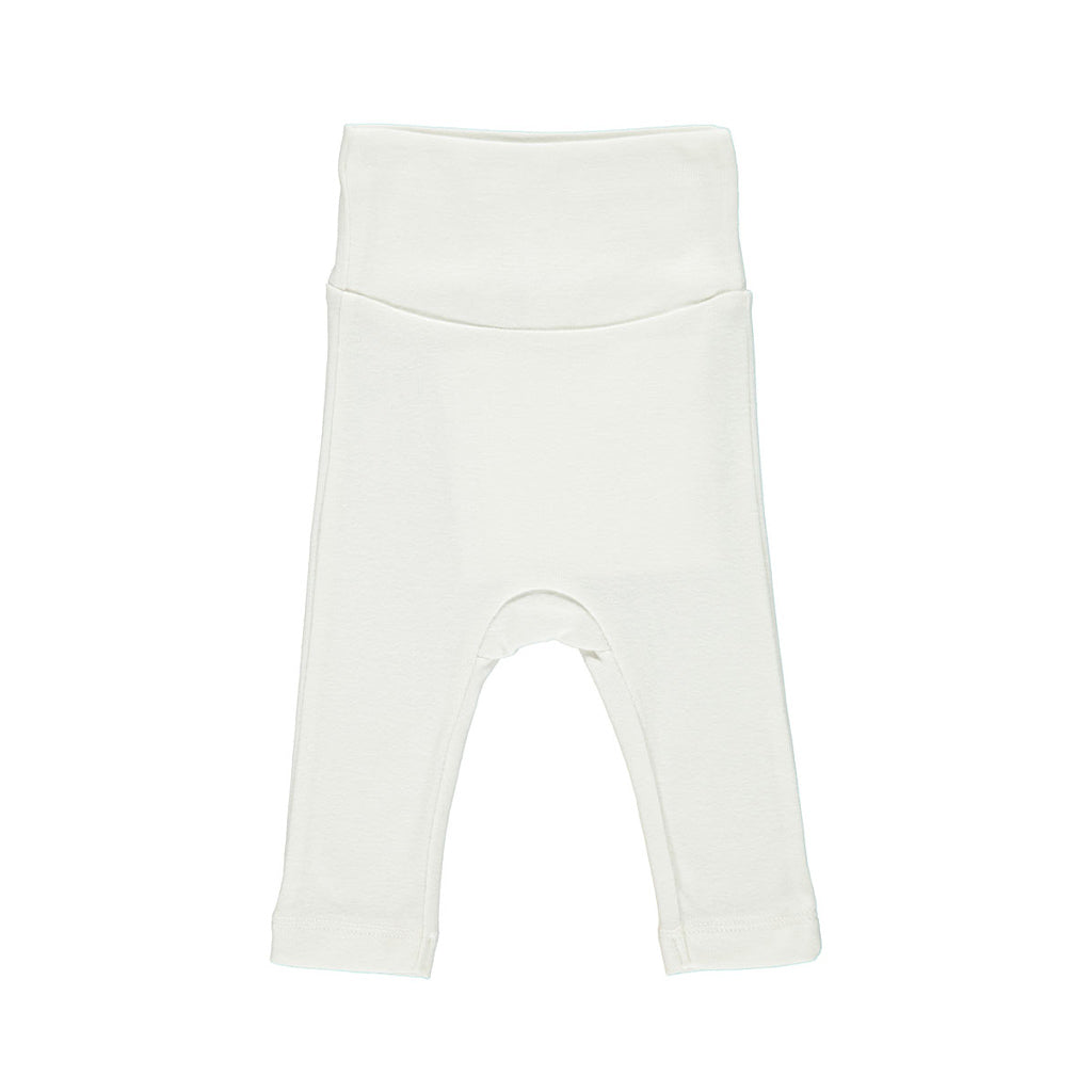 Marmar Piva Pant Gentle white is een babybroekje in witte jersey met extra brede tailleband. Al vanaf prematuur maat 44
